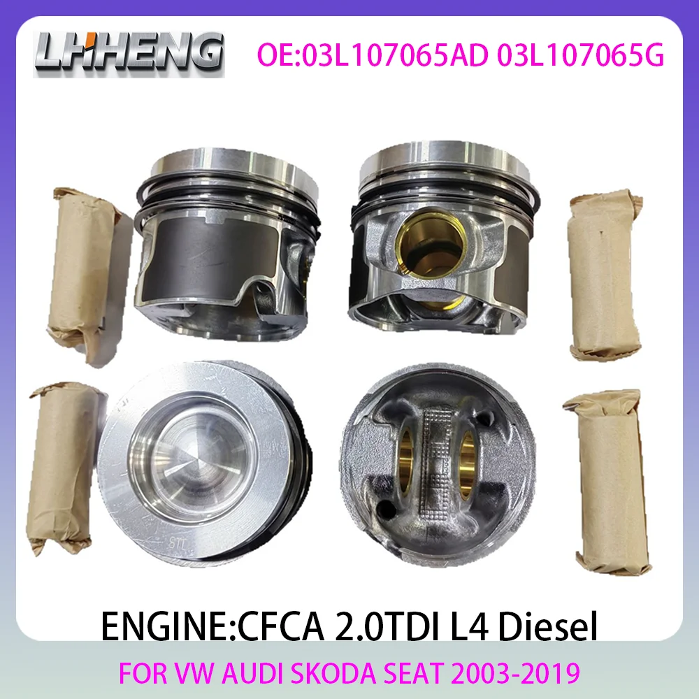 Engine Piston & Piston Ring set For VW MULTIVAN PASSAT JETTA GOLF AUDI A6 TT SEAT SKODA 2.0L 2.0 L T L4 Diesel 03-19 03L107065AD