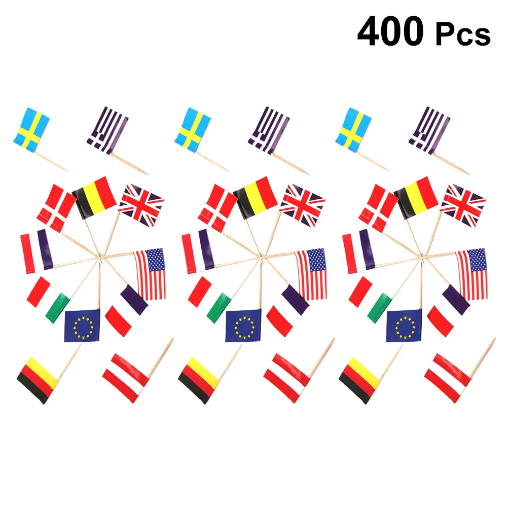 

400 Pcs Flag Toothpick Cocktail Picks Toothpicks for Food Cupcakes National Decorative