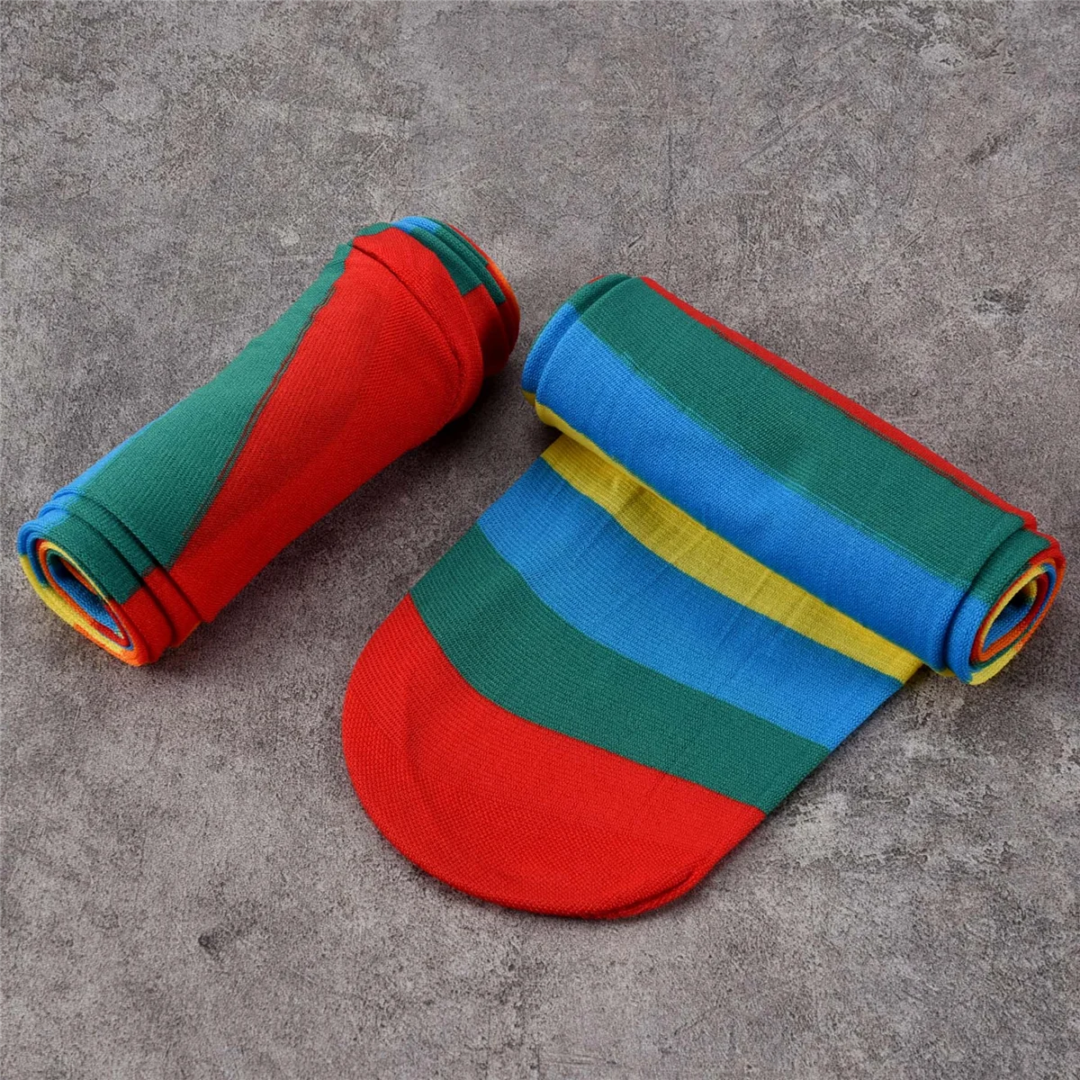 Экологичные красочные радужные полосатые носки выше колена, полосатый костюм клоуна, высокие чулки для Хэллоуина, косплея, вечеринок