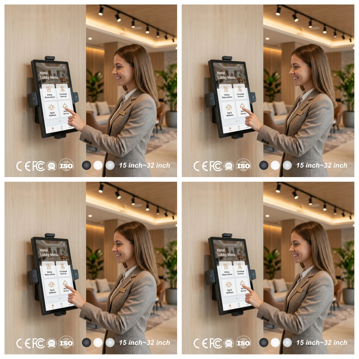 24 Inch Wall Mount Payment Kiosks Catering NFC Reader QR Code Scanner Android OS POS Kiosk