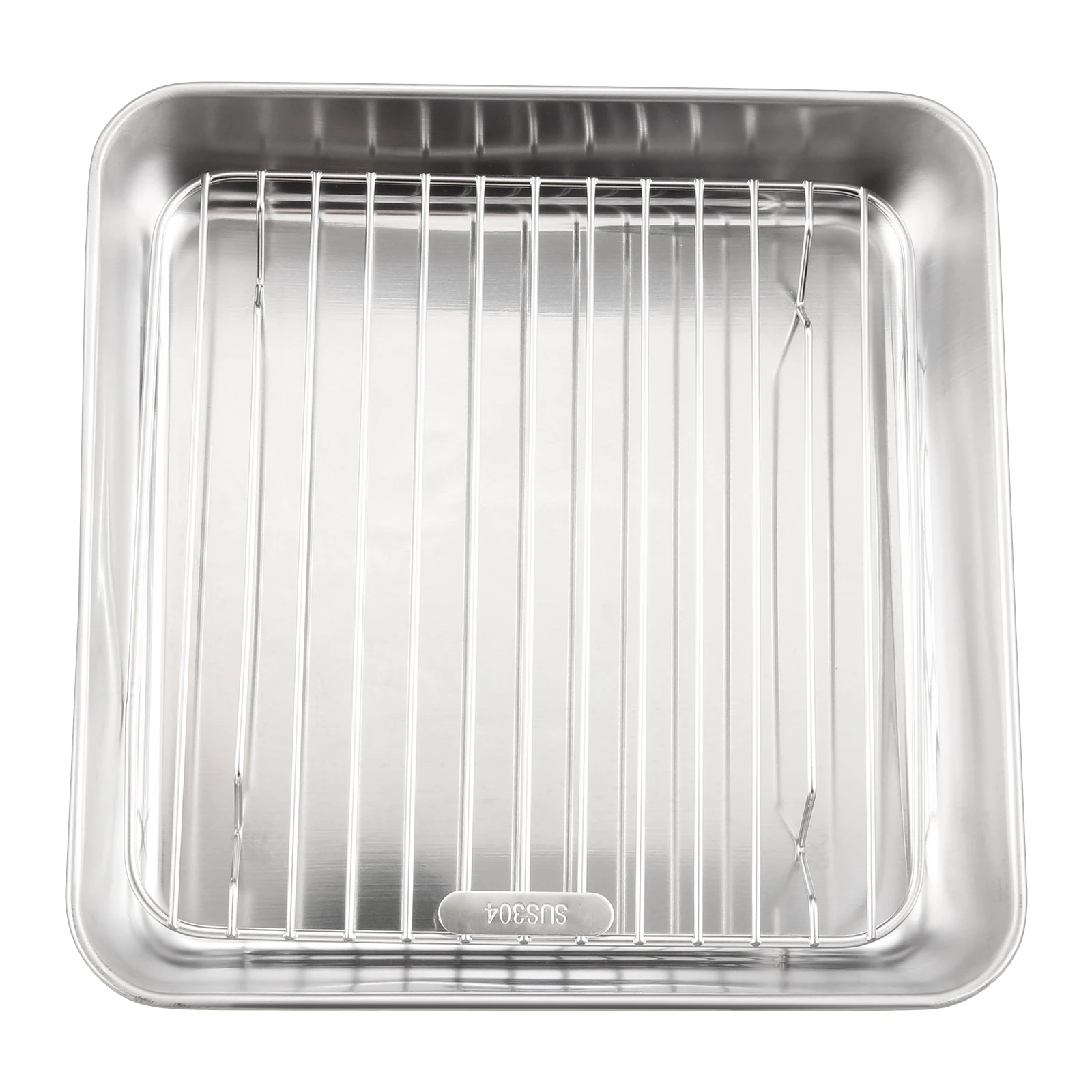 1Set 21x21x5cm Airfryer Casserole Dish Stainless Steel For Meat Vegetables Lasagna Roasts Cakes Easy Cleaning Non-Stick Surface