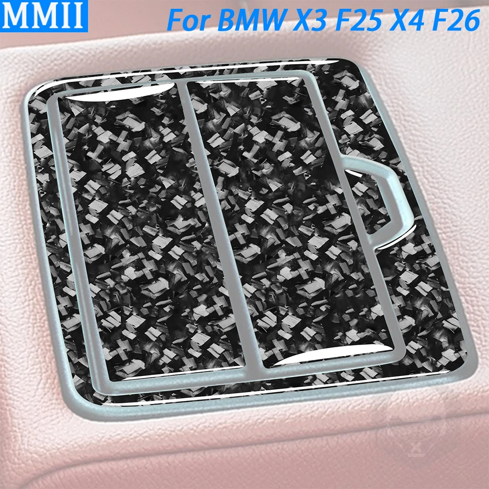 

For BMW X3 F25 2011-2017 X4 F26 2014-2017 Forged Carbon Fiber Rear Water Cup Holder Cover Trim Car Interior Accessories Sticker