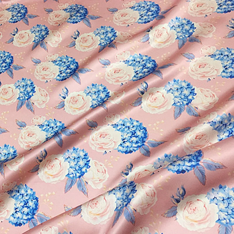 

1 meter 100% Mulberry Silk 16 momme Charmeuse Silk Fabric Nude Pink Printed 160cm 63" wide by the yard XL102