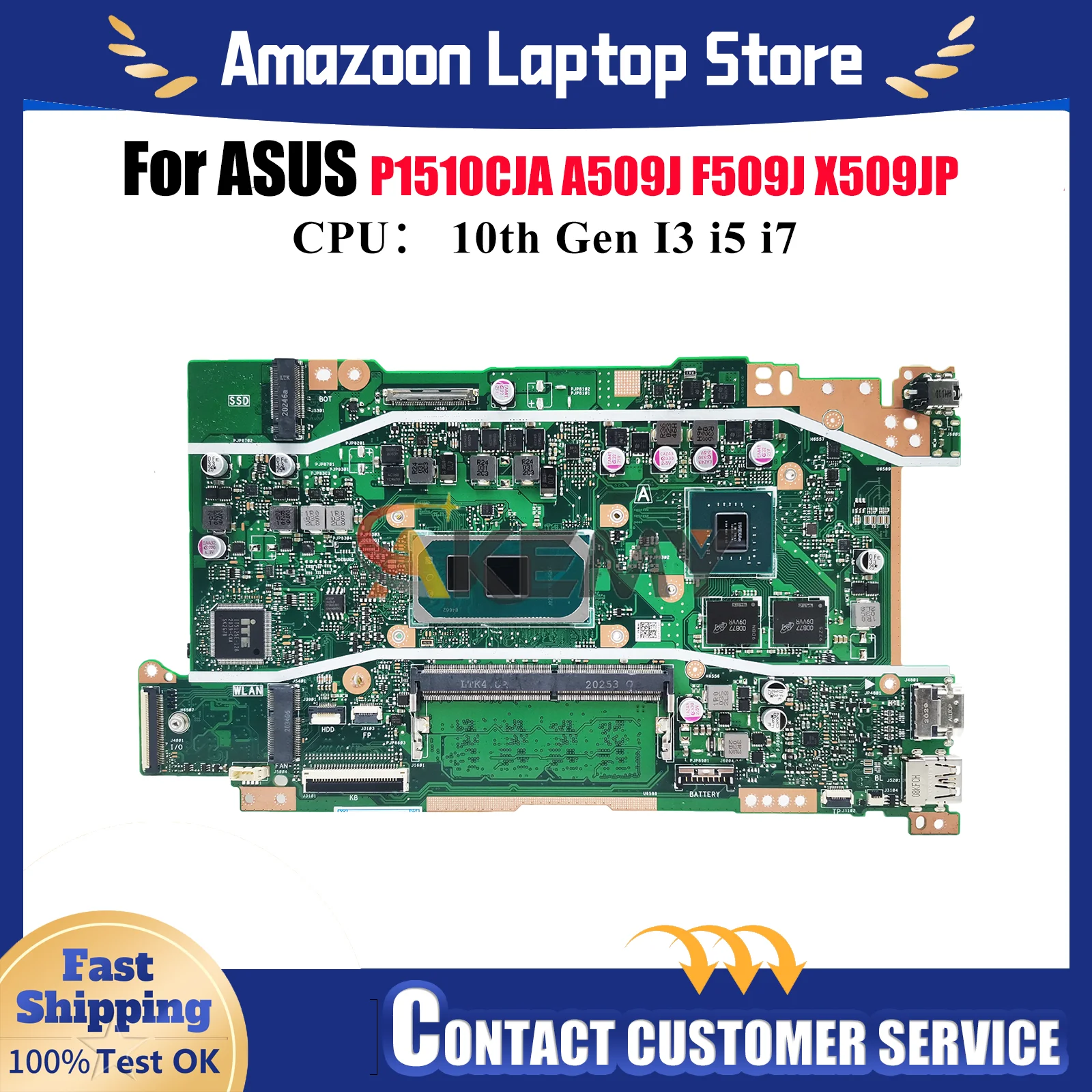 

X509JP Laptop Motherboard For ASUS X509JB A409J R409J Y4200J X409J A509J P1510CJA F509J F409J X509JP Mainboard 10th Gen I3 i5 i7