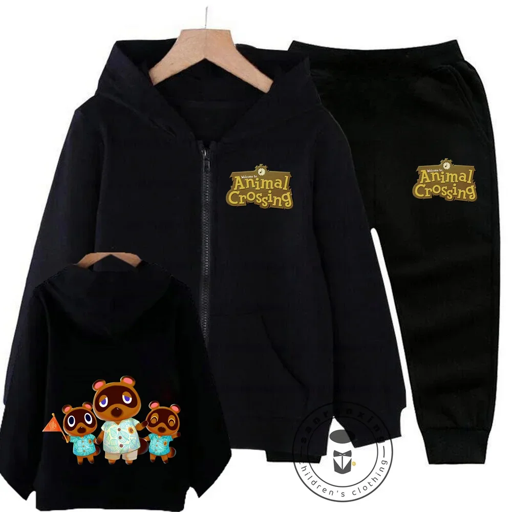 

Zipper Hoodie Set New Animal Crossing Print Children's Hoodie Boys and Girls Hooded Jacket Children's Sportswear Cartoon Top