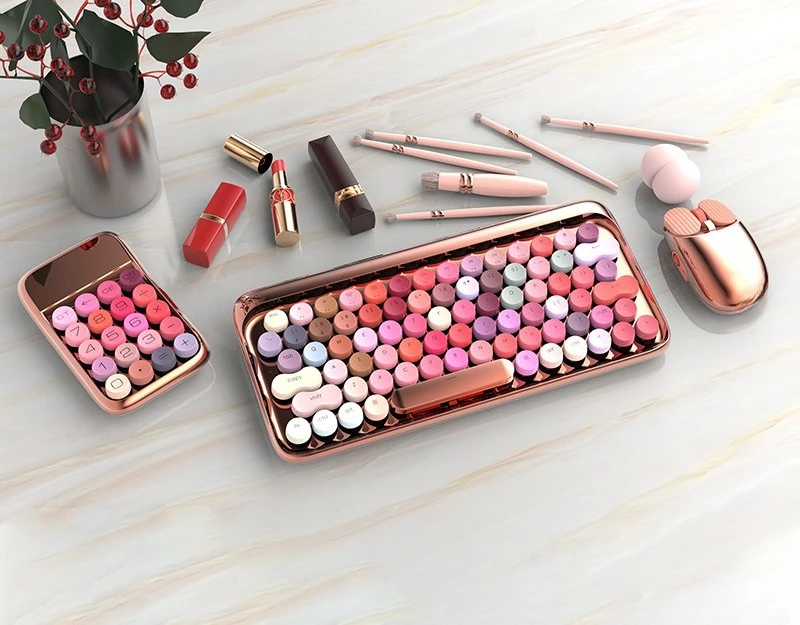 Rose Gold Keyboard Mouse Calculator Finance Office Fashion Creative Mini Portable Mechanical Shaft