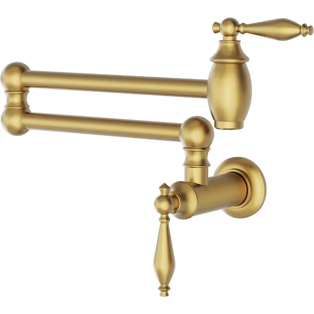 Pot Filler Brushed Gold Kitchen Sink Pot Filler Faucet Wall Mount Kitchen Faucets Over Stove Faucet ，Gold