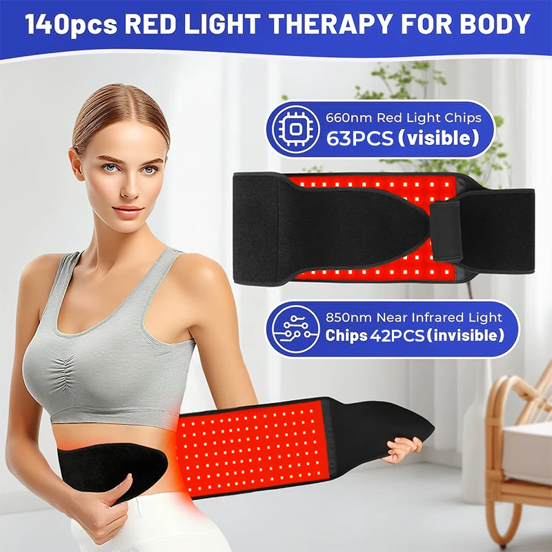 НОВЫЙ 660 нм и 850 нм светодиодный красный инфракрасный светотерапевтический пояс для талии, спины, живота, коленей, завязок, расслабления мышц, улучшения ухода