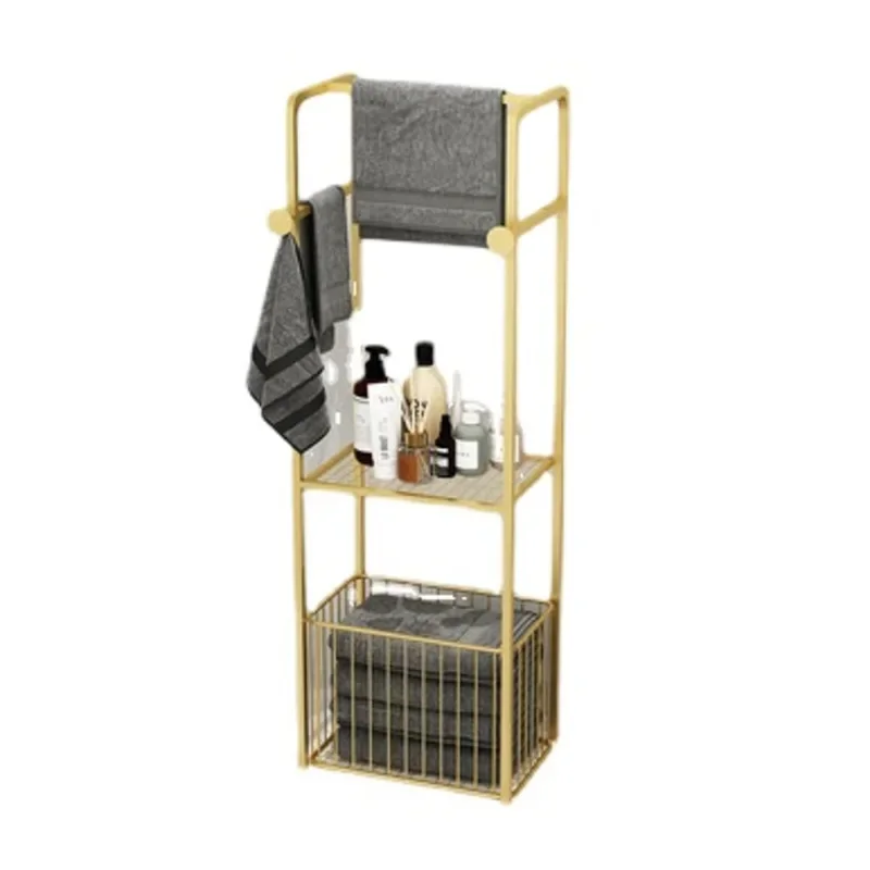 Light Luxury Bathroom Storage Rack Floor Floor Toilet Multifunctional Organizer Basket Nordic Bathroom Towel Rack