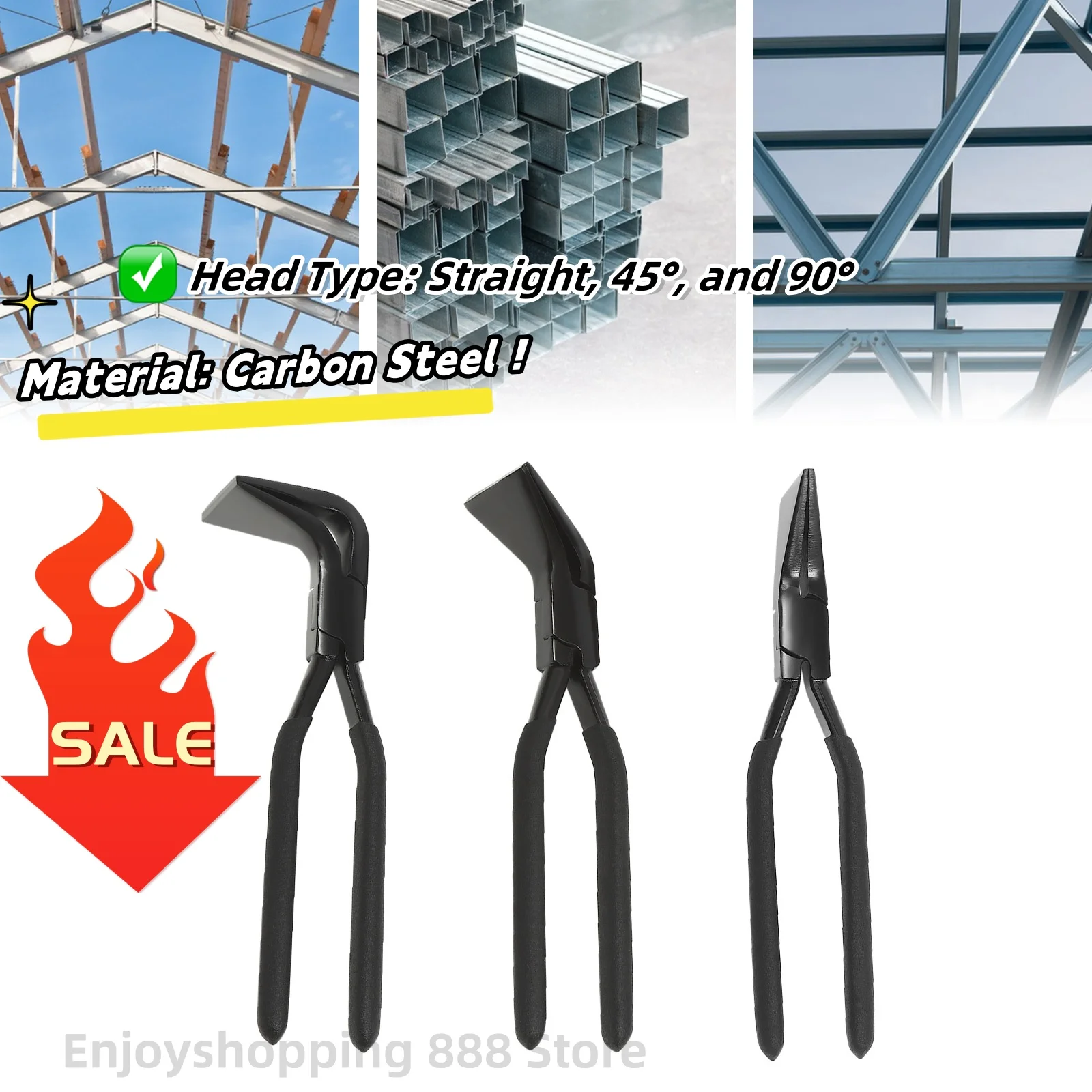 3-Piece Sheet metal Bending Pliers Set Straight Hand Seamers Sheet Metal Tools 45° & 90° Metal Bender Tool