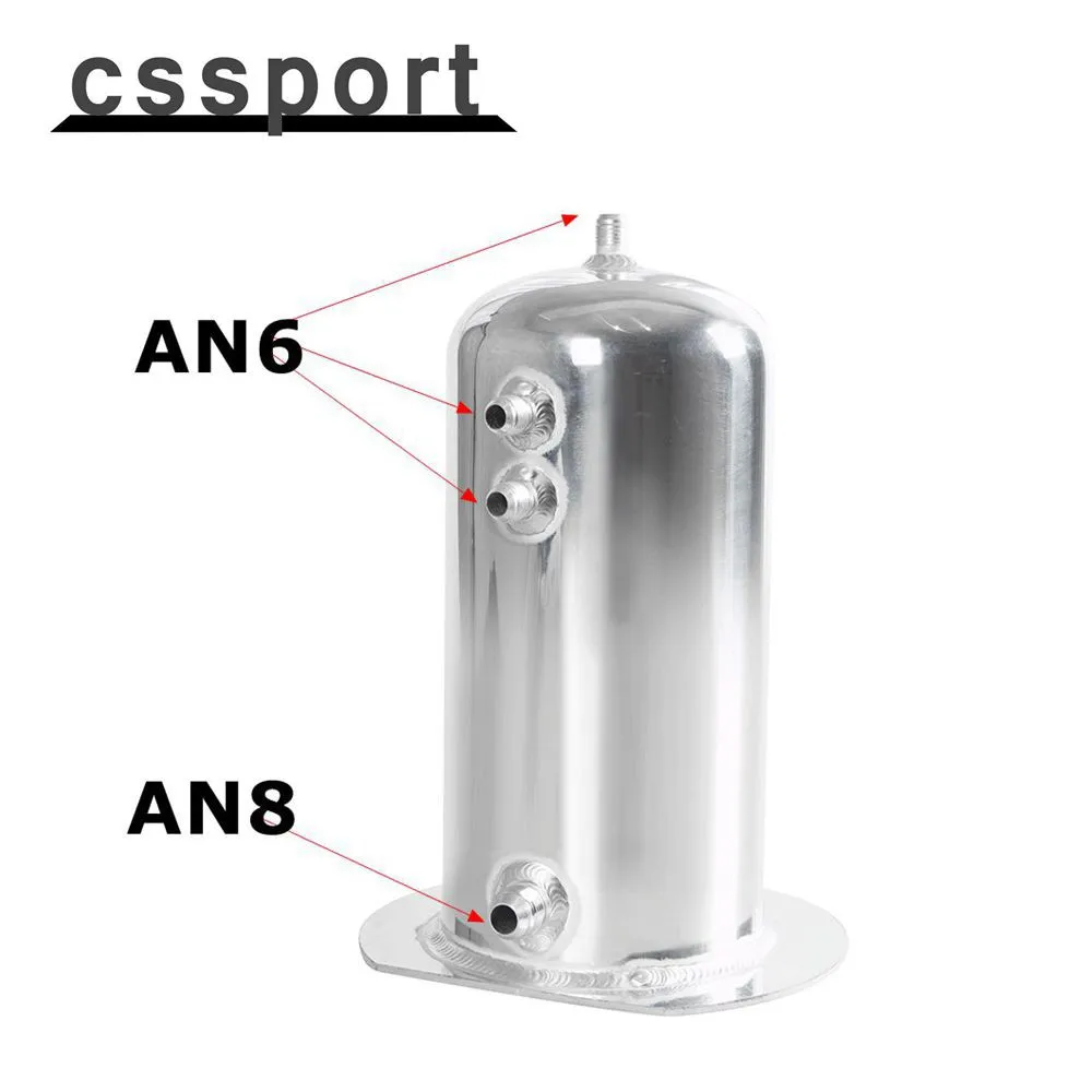 Universal 2.5L Fuel Tanks Swirl Pot AN6 Out AN8 High Quality Dome Aluminium Alloy Oil Catch Can Tank Silver Polish OCC-1013-S