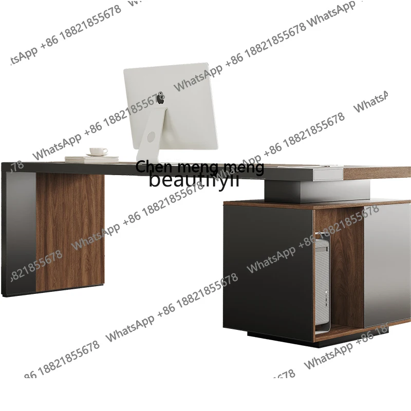 

Italian minimalist desk living room large long desk home study black walnut retro desktop computer desk workbench H