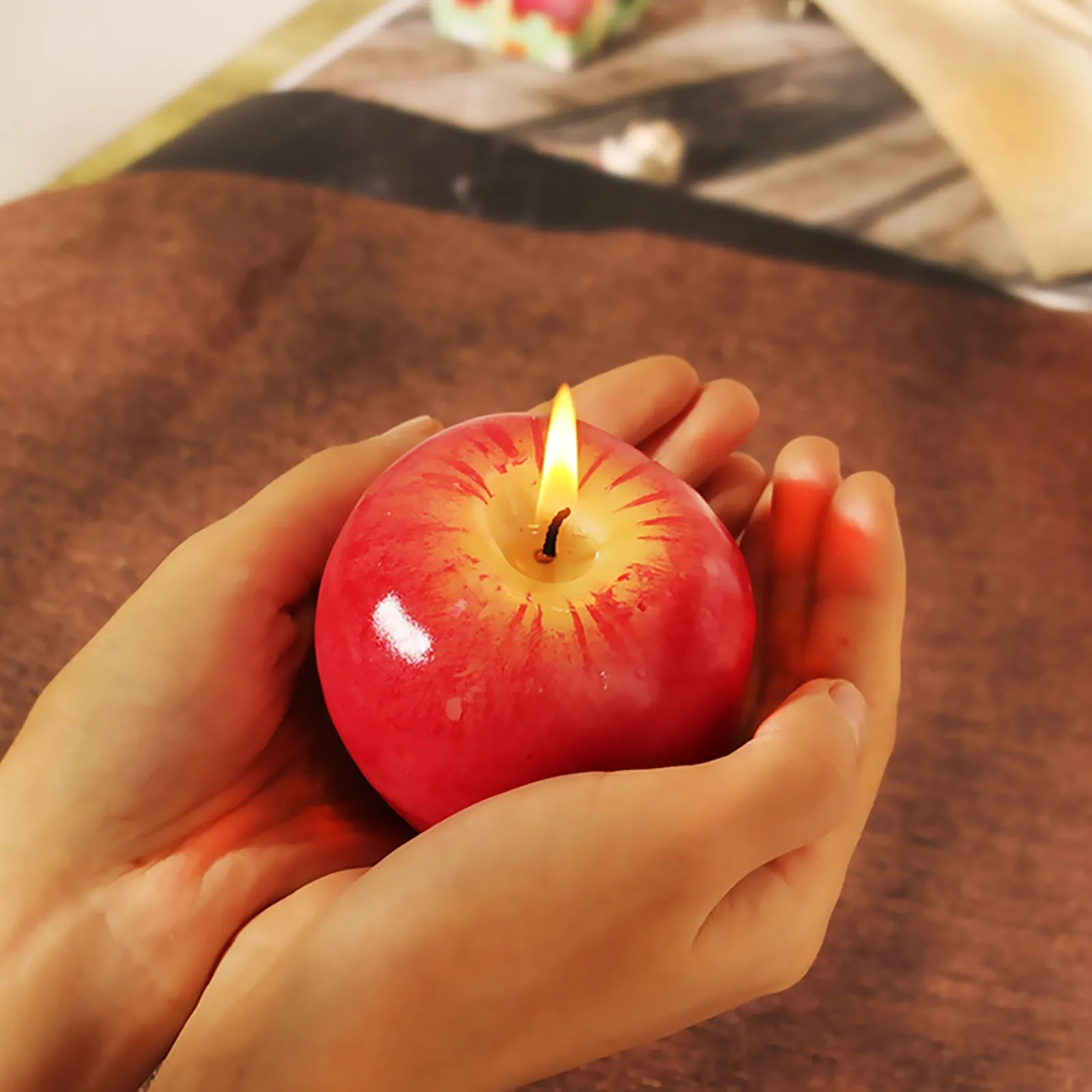 Xmas Candle Artificial Apple Shape Fruit Candle Holder Scented Candles Soy Wax Christmas Decor Home Decoration Xmas Eve Candle