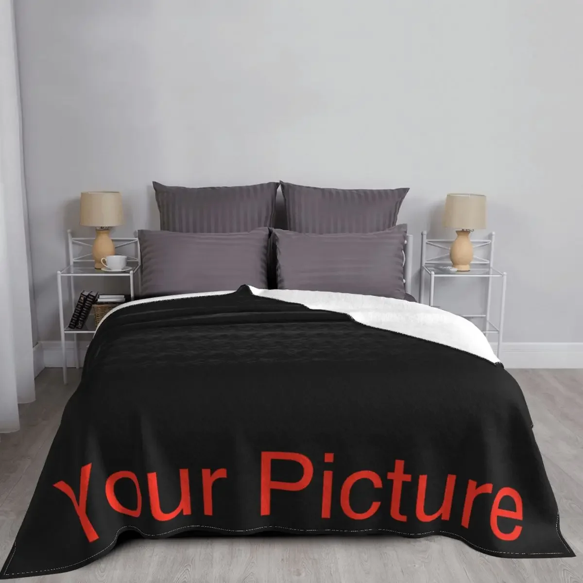 

1pc Custom Blanket With Photo Text, Personalized Blanket Custom Throw Blanket, Custom Gift Blanket For Family, Friends