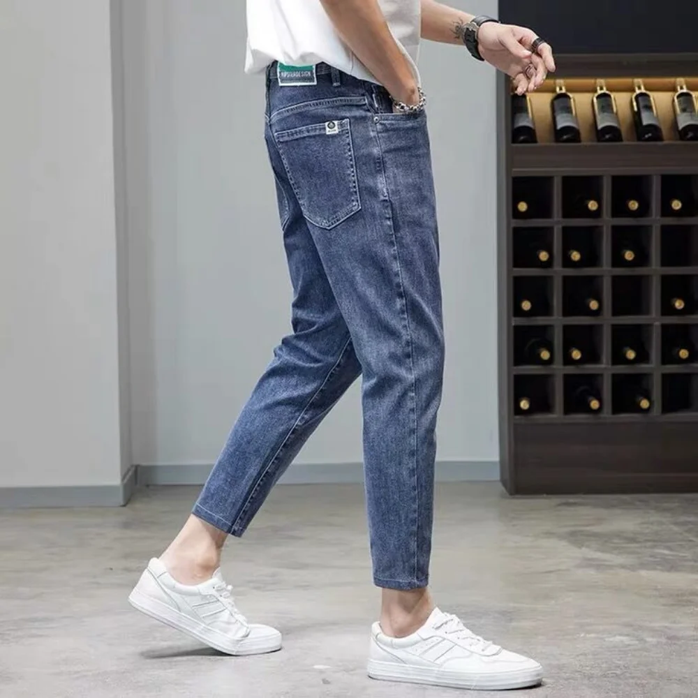 Jeans de cow-boy classiques pour hommes, pantalons en denim de luxe, confortables et décontractés, commandés, bleu, été, 2023