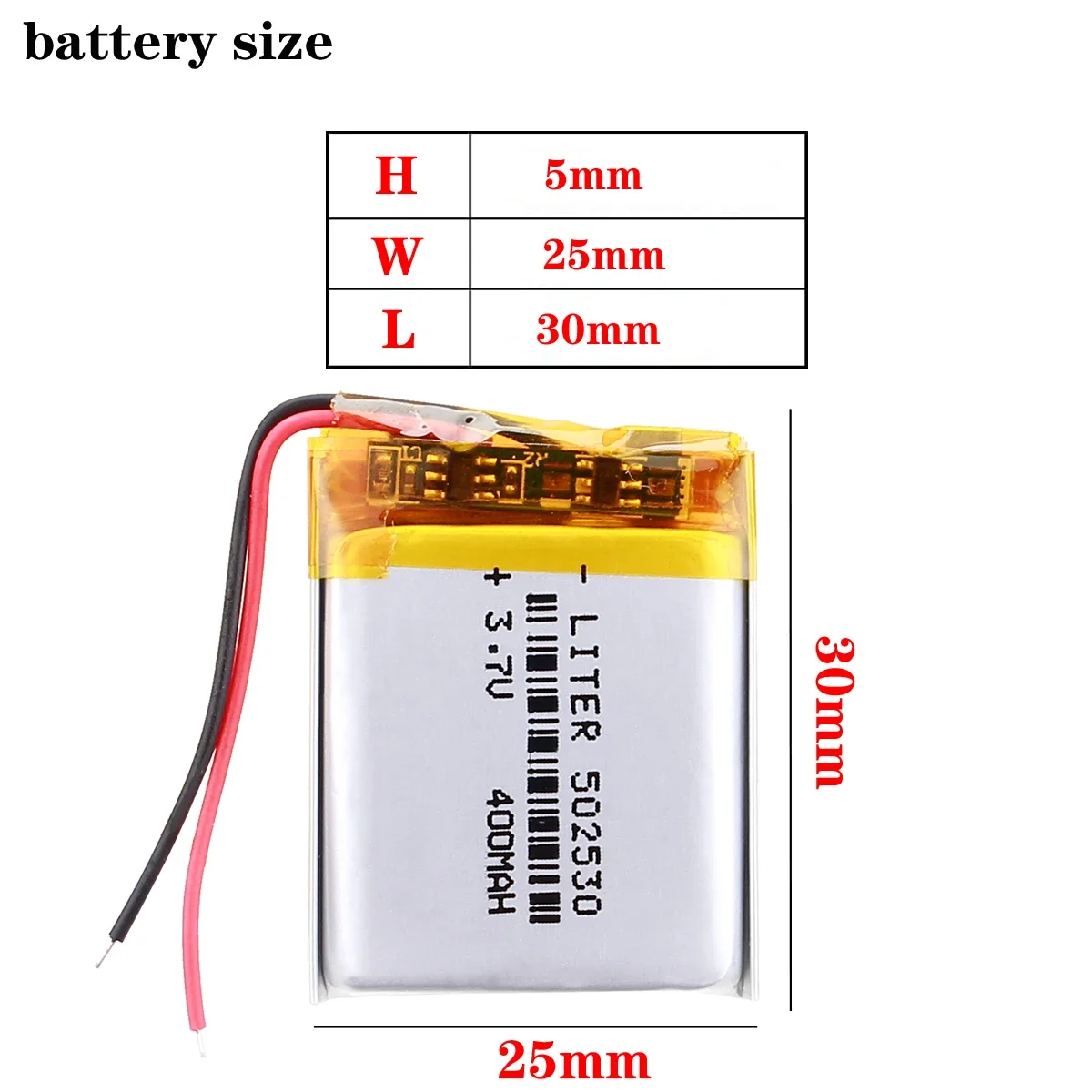 3.7V lithium polymer battery 502530 052530 MP3 stereo Bluetooth little point reading pen 400MAH