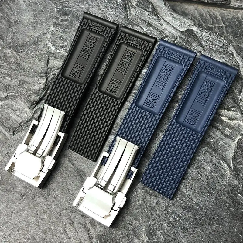 HAODEE Soft Rubber Strap For Breitling Avenger Navitimer 20mm 22mm 24mm Silicone Watchband Waterproof Bracelets Watch Strap