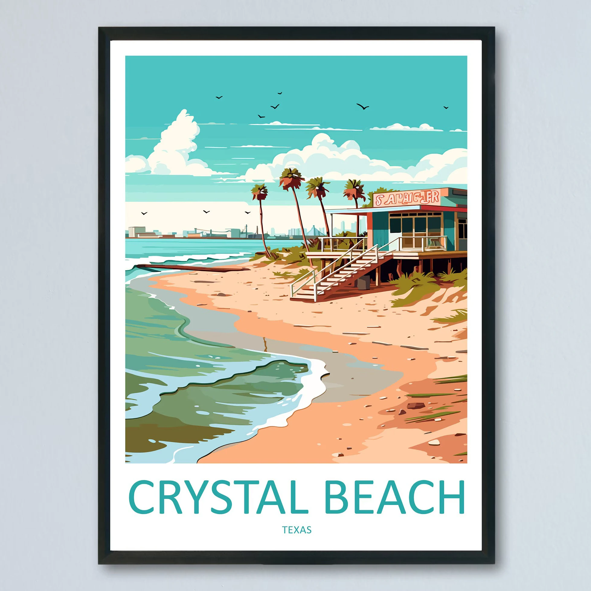

Crystal Beach Travel Print Wall Art Crystal Beach Wall Hanging Home Décor Crystal Beach Gift Art Lovers Texas Art Lover Gift
