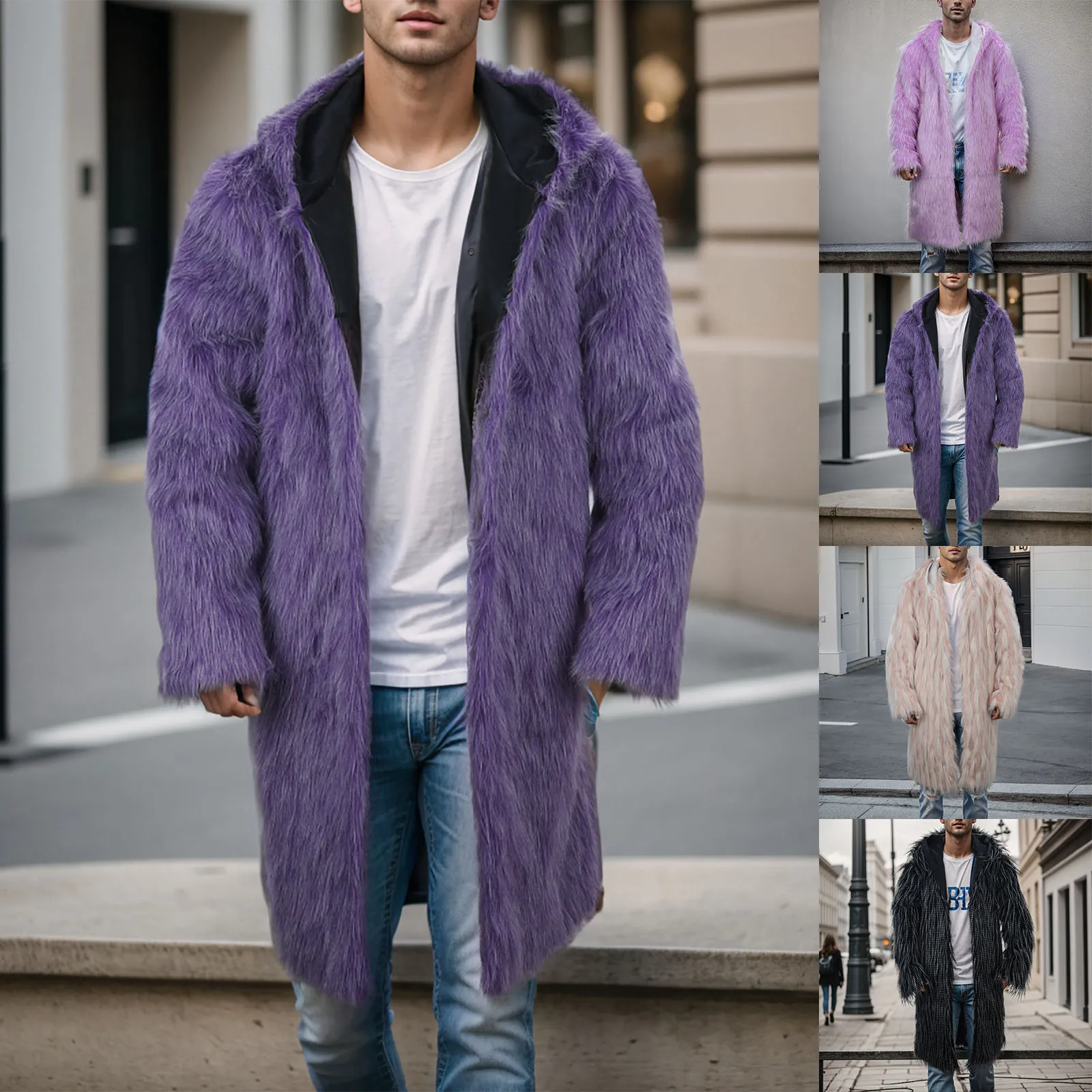 Warm Faux Fox Fur Long Coat Jacket Winter warm Men's Leisure Long Jackets Windbreaker Women Thick Fluffy Luxury Outerwear coats