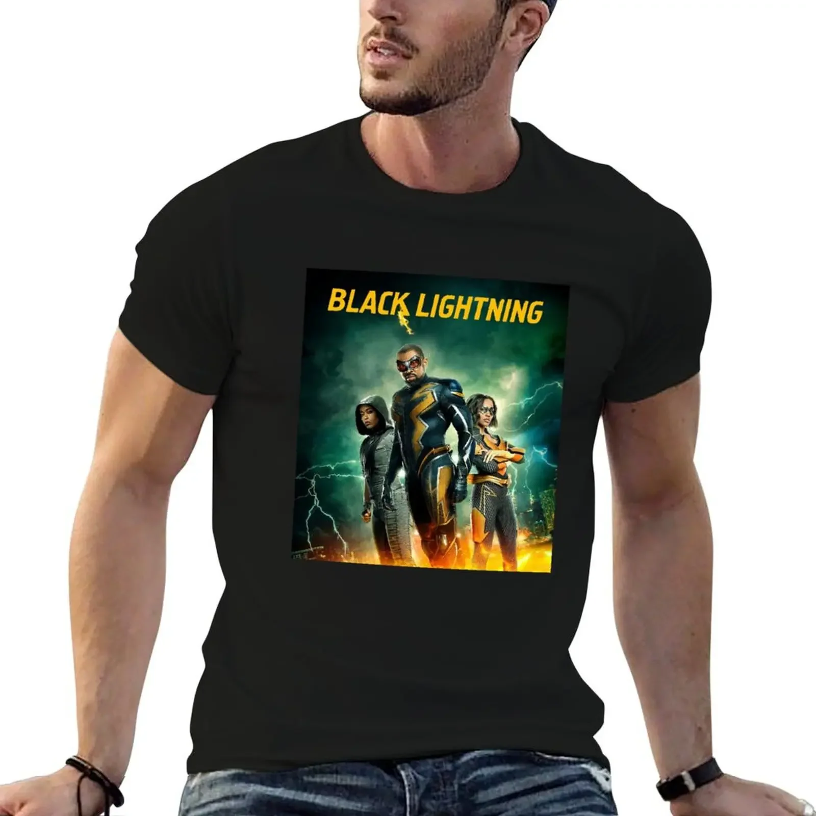 

Black Lightning (2017) T-Shirt animal prinfor boys T-shirts oversize anime shirts graphic tee fruit of the loom mens t shirts