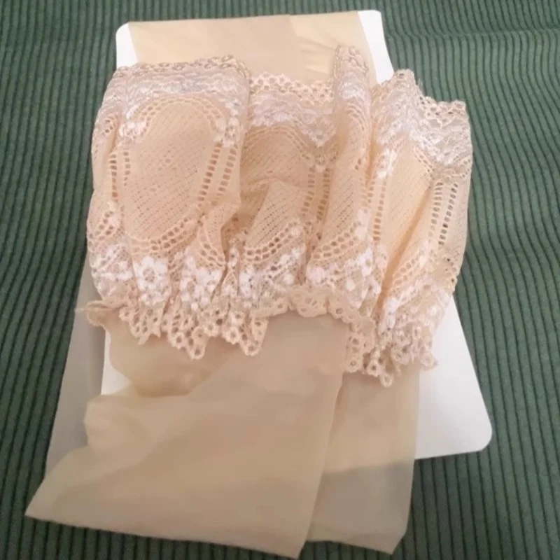 女性用シースルーオーバーニーレースストッキング3D薄型通気性オイルシャイニー通気性メディアセクシーランジェリーステイアップクラブダンスウェア