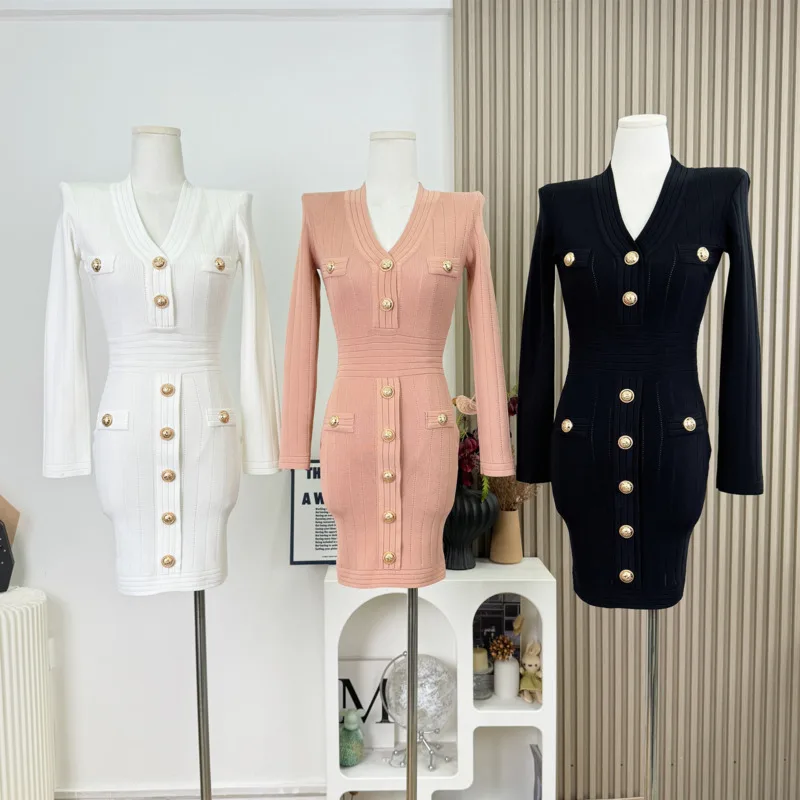 

Высокое качество, осенне-зимнее вязаное платье с небольшим ароматом для женщин, модное повседневное простое короткое платье, Vestido Femininos