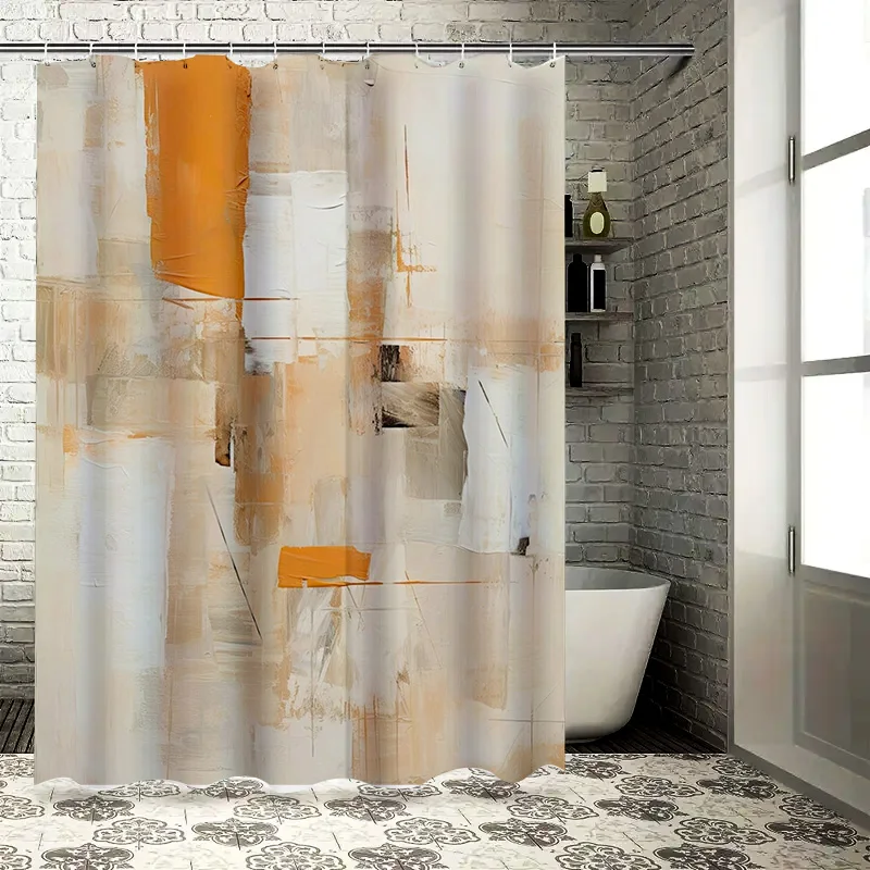 

Художественный декор для ванной комнаты. Современный набор текстурированных занавесок для душа в мягких бежевых кремовых цветах. Идеально подходит для спа-салона!