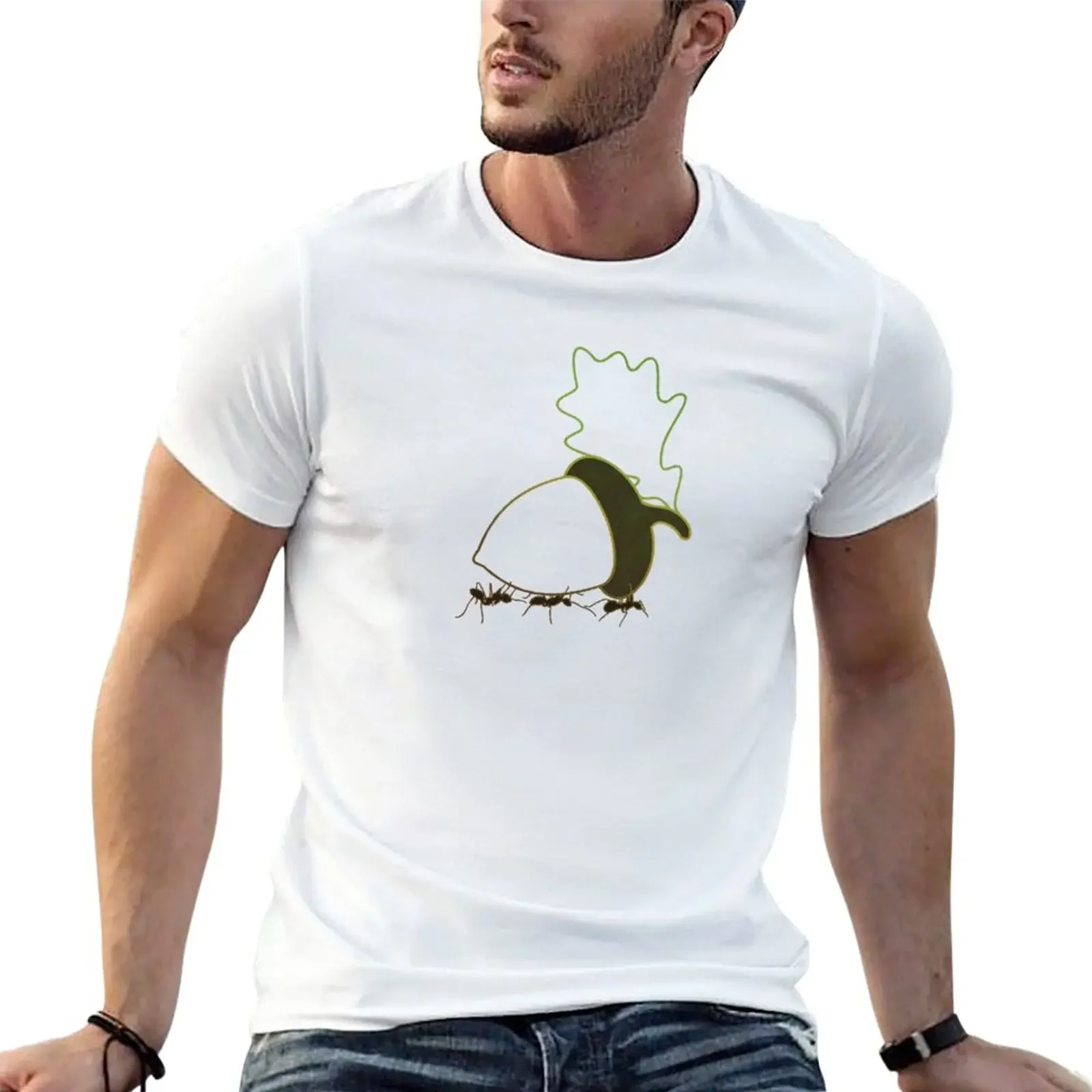 Ants Carrying An Acorn T-Shirt sweat vintage mens cotton t shirts