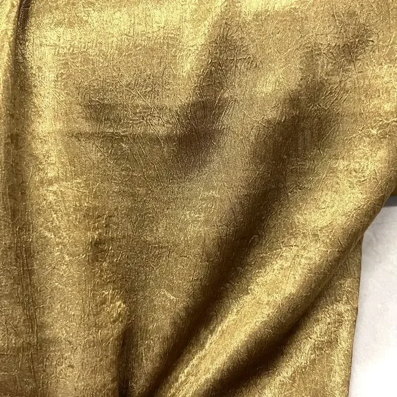 Gold Soft Glossy Silk Embossed Jacquard Poplin Fabric Design Sewing Material Wedding Dress Garment Wide 150cm Sold By The Meter