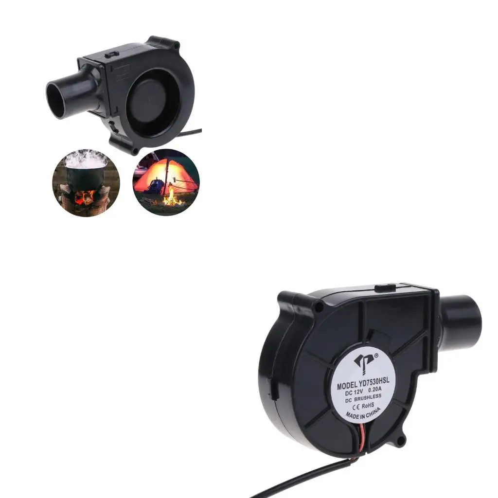 

652F DC12V BBQ Fan Herlower 7530 3700R Большой объем воздуха воздушный воздуховод 5,5x2,1 мм