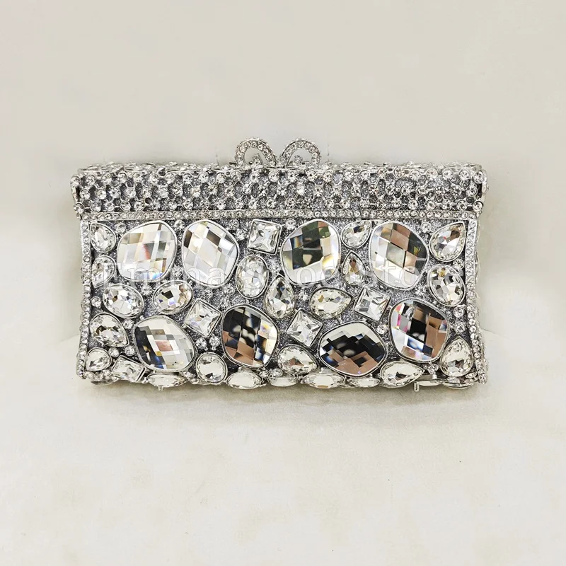 

Elegant Bling Crystal Full Diamond Clutch Bag Large Gem Hollow Evening Dress Women's Shoulder Bag Chain Buckle Trendy Wallet