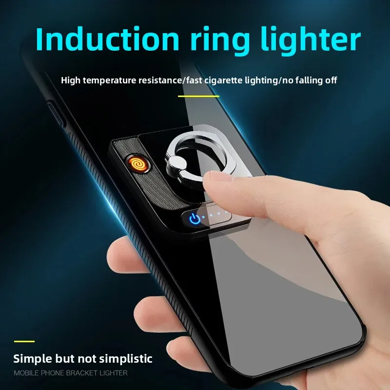 

Super Glue Ring Buckle Mobile Phone Holder, Multi-functional Metal Rechargeable Electric Lighter, USB Charging Cigarette Lighter
