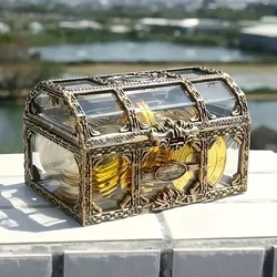 1pc Pirate Treasure Chest, Jewelry Gemstone Coin Storage Box, Chocolate Candy Food Box With Lid, Christmas New Year Gift Storage
