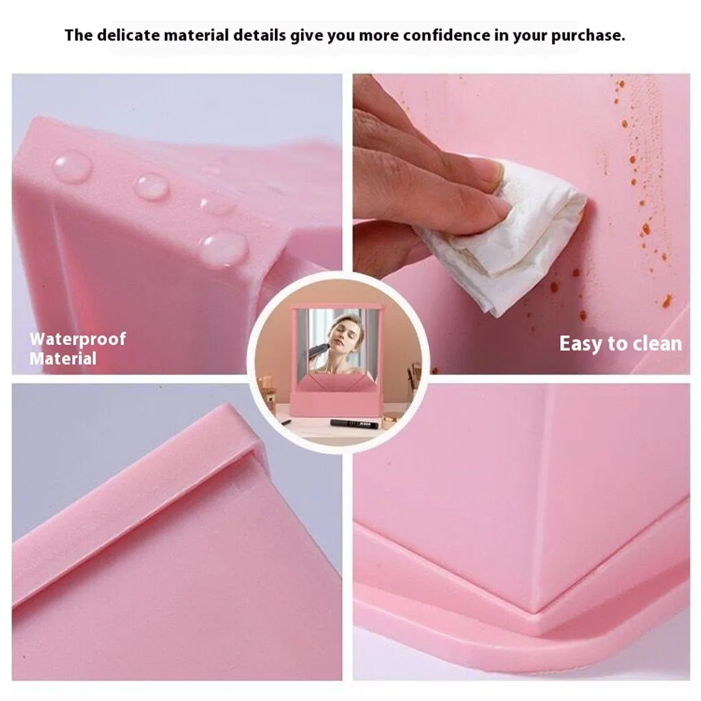 ภาพจริง ไม่สะท้อนกลับ ภาพสะท้อนชัดเจน สำหรับช่างแต่งหน้า ตัดผม และความงาม สีชมพู 14*17 ซม.