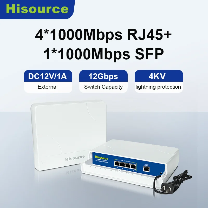 

Outdoor Waterproof 4 Port Gigabit PoE Switch 1 Gigabit Uplink 802.3af/at Compliant 75W Total Power Standard/VLAN Mode