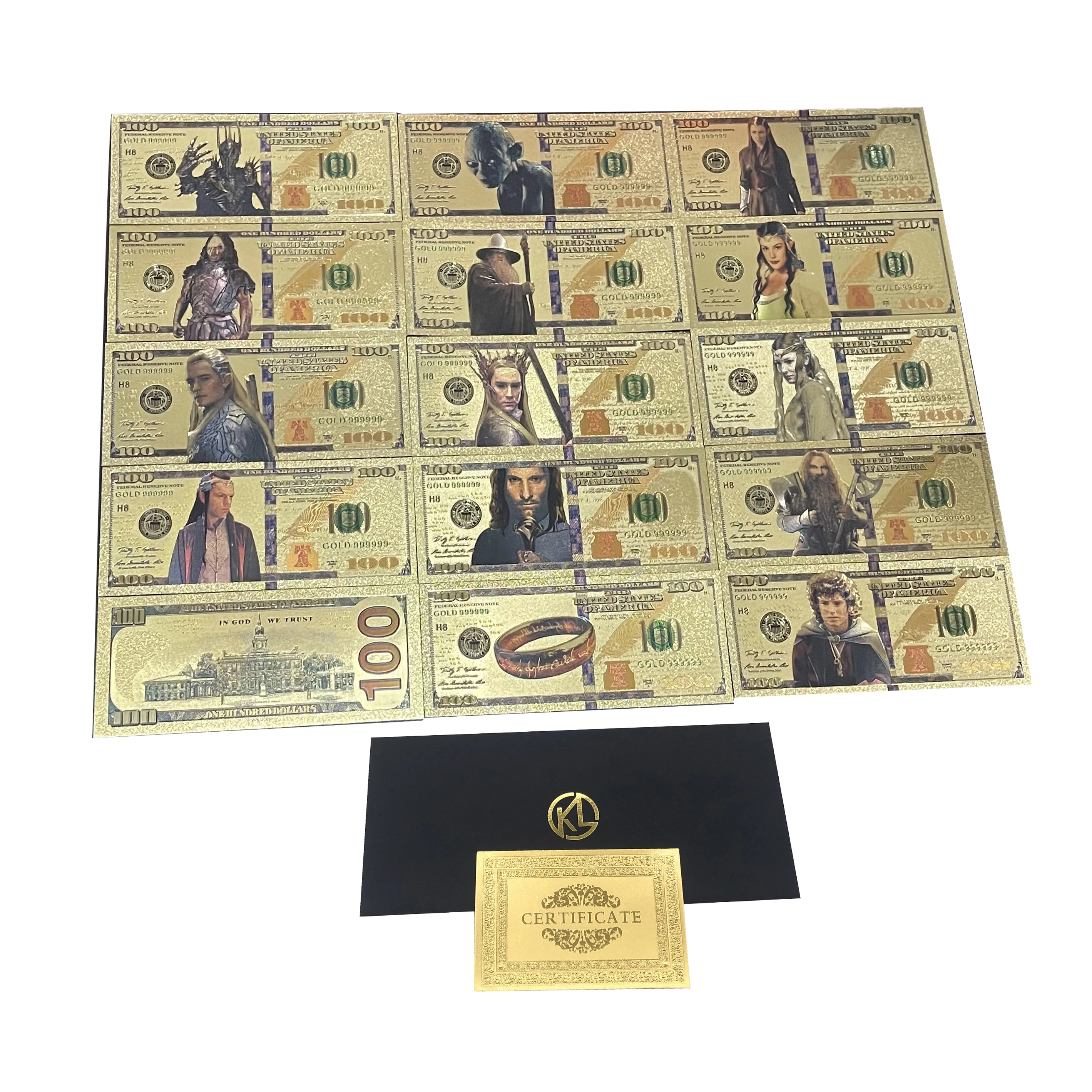 Ensemble de billets de banque en or, pièce d'or du seigneur des anneaux, personnage périphérie et un anneau, cadeau de collection commémoratif pour les Fans, offre spéciale