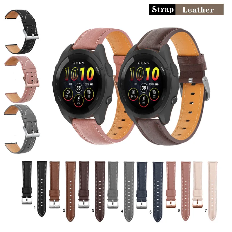 

Universal 20mm 22mm Soft Elegant Leather Strap Band For Garmin Venu 3 / SQ 2 / 255 265 165 245 158 55 / Vivoactive 5 4 3