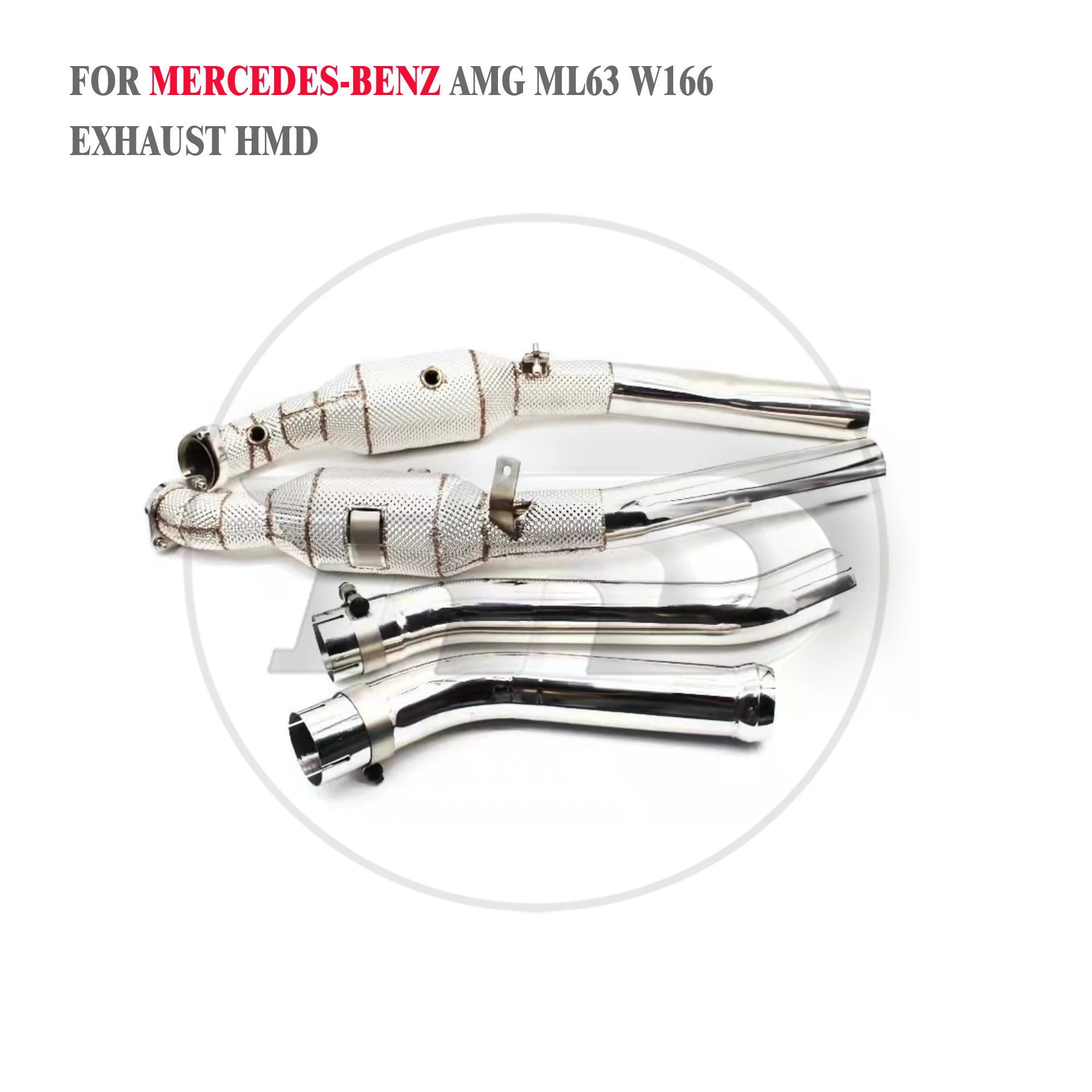 メルセデスベンツML63 AMG W166排気システム用高品質ダウンパイプ ステンレス鋼製ヒートシールド ハイフローパフォーマンスHMD
