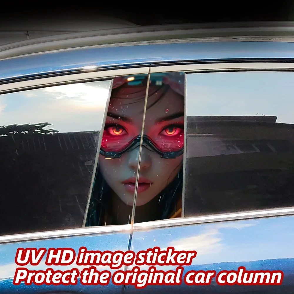 

Cyberpunk Girl Car Stickers Auto B Pillar Waterproof Sunscreen Decoration Cover Scratches Car Door Pillar Vinyl Decal Accessorie