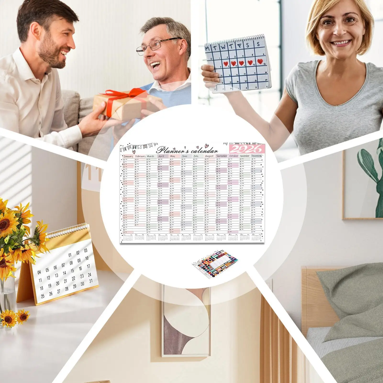 

Ежемесячный настенный календарь 2026, домашний декор с наклейкой, вертикальные настенные календари в стиле января для офиса, гостиной, классной комнаты