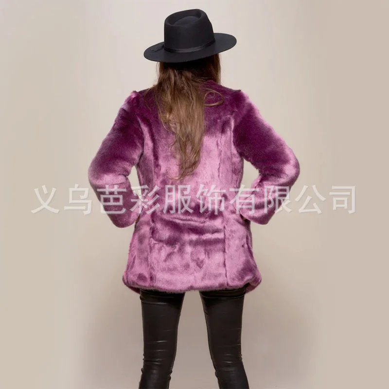 Imitation fur jacket 2020 new listing European and American women's clothing medium and long loose fluff soft rabbit hair Amazon