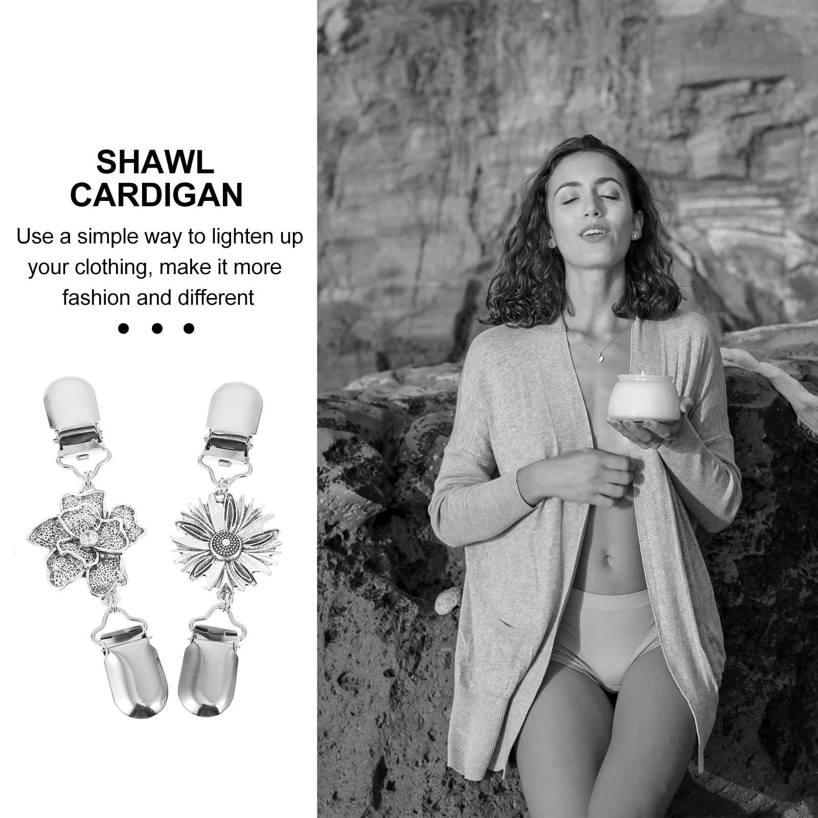 

2pcs Vintage Style Scarf Retro Shawl Buckle Cardigan Buckle Lightweight Durable Elegant Clothes Decoration Female Shawl Clip