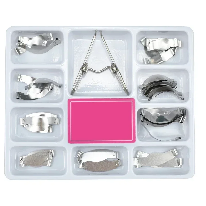 Set Dental Saddle Contoured Metal Matrices Matrix Universal Kit with Spring Clip 36pcs 1330