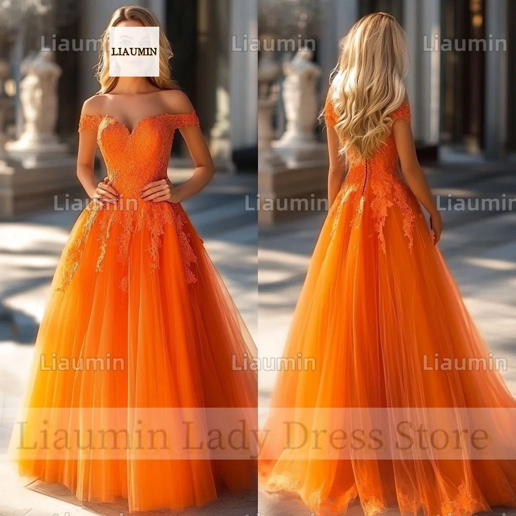 Vestido de tule com aplique de renda, Fora do ombro, até o chão, saia personalizada para baile de formatura, casamento, ocasião formal, festa noturna, B6