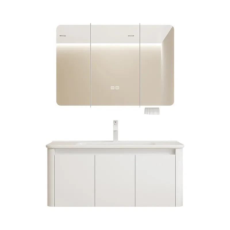 

Space aluminum bathroom cabinet combination ceramic integrated basin toilet rounded corner large washbasin