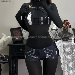 Sexy Swimsuit Women Cyber Punk Mechanical Cosplay Bandage Bikini Bar Underwear Panties Set Swimwear Lingerie Bodysuit Suit