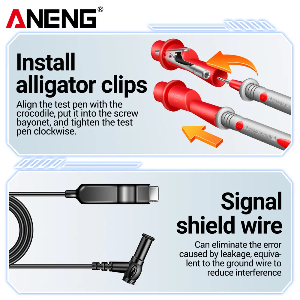 ANENG MH13 Megóhmetro de aislamiento 2000 recuentos Ohm probador de voltaje multímetro Digital medidor de resistencia de aislamiento herramienta megóhmetro