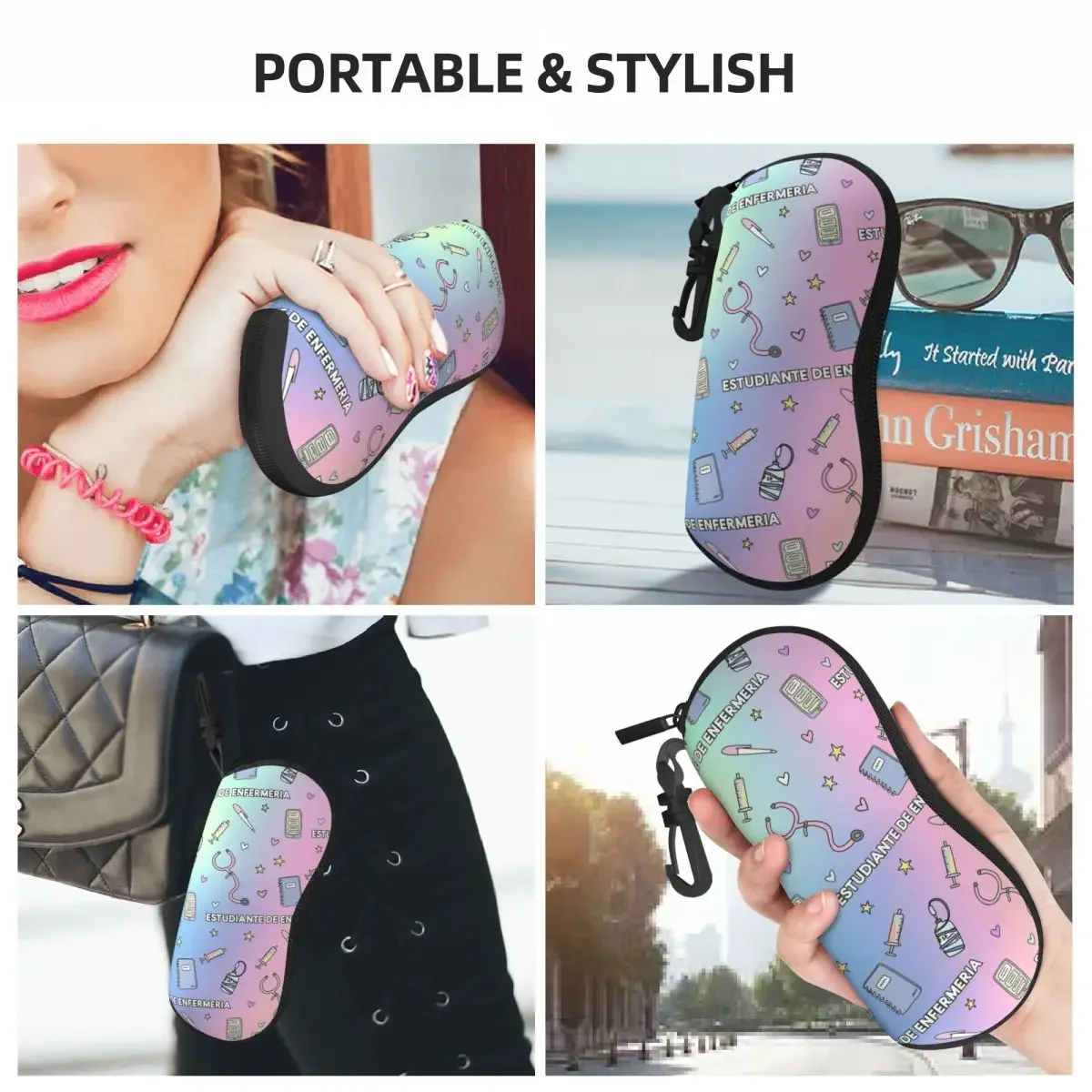 Colorful Enfermera En Apuros Glasses Case Waterproof Nurse Eyeglasses Storage Box Protector Eyeglasses Box