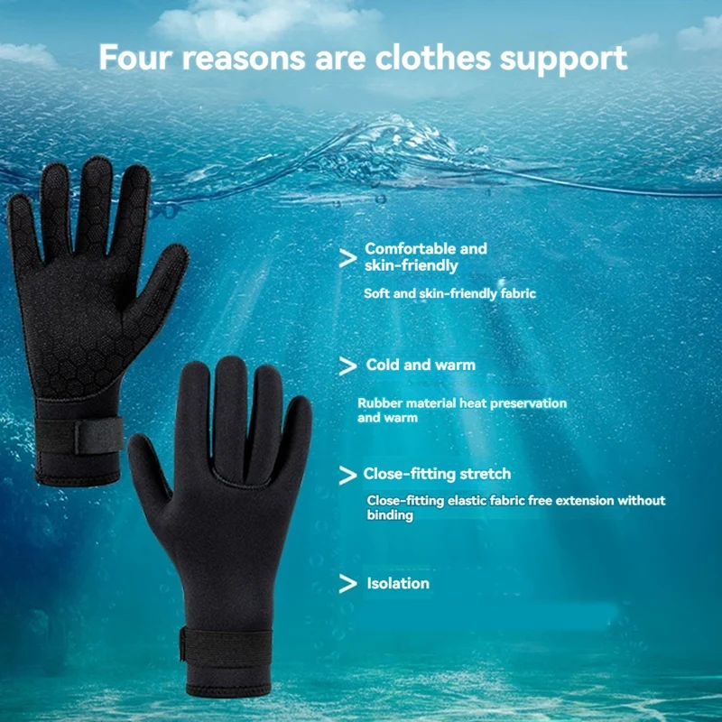 Guantes de neopreno antideslizantes térmicos para buceo, traje de buceo, surf, pesca submarina, natación, 3Mm, 1 par