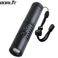 BORUiT Ultra Bright LED Flashlight 1000LM 3 Lighting Modes USB C Rechargeable Zoom Torch & Digital Display 18650/26650 Battery